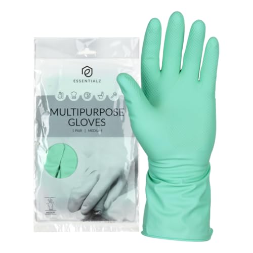 ABENA Essentialz Green Heavy Duty Latex Household Gloves, Medium, 1 Pair