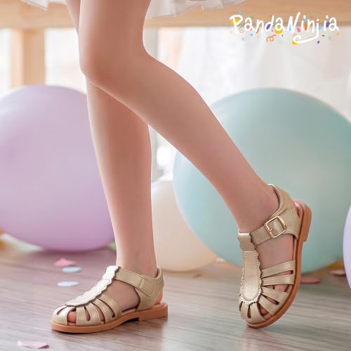 Image of PANDNAINJIA Toddler Girls Sandals T-Strap Dress Summer Shoes