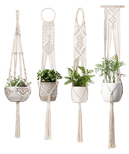 Saaz Macrame Plant Hangers Set of 4 Indoor Wall Hanging Planter Basket Flower Pot Holder Boho Home Decor Gift Box Saaz Macrame Plant Hangers Set of 4 Indoor Wall Hanging Planter Basket Flower Pot Holder Boho Home Decor Gift Box
