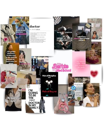 Image of Yellow Town India Med School Motivation Poster Kit for Girls | MultiSized Wall Collage Kit for Female Medical Students (4 A4, 8 A5, 9A6) | Study & Exam Motivation Decor | 300 GSM Thick Prints + Free Adhesive