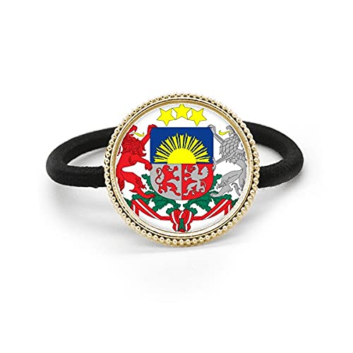Diadema Letonia de metal plateado pulido con el emblema nacional texturizado