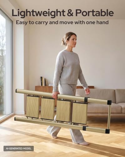Image of 4 Step Ladder, Folding Step Stool with Anti-Slip and Wide Pedal, Gold Ladder with Handgrip, Lightweight Aluminum Space Saving Stepladder for Home and Kitchen, 300 lbs Capacity