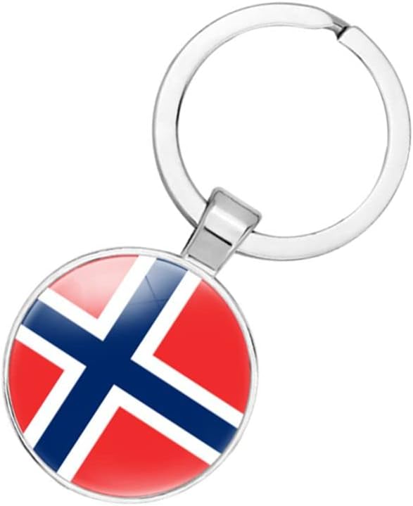 vmcoatdu Norway National Flag Key Chain Keyring Gift Men Women Keychain Stainless Steel and Inlaid Glass Materials - Image 3
