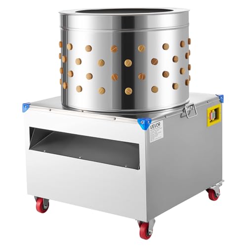 Image of VEVOR Chicken Plucker Machine, 23.6 in Drum, 2200W & 240RPM Electric Chicken Plucking Machine with 119 Soft Fingers & Transport Wheels, Stainless Steel Feather Remover for Processing 2-4 Chicks Once