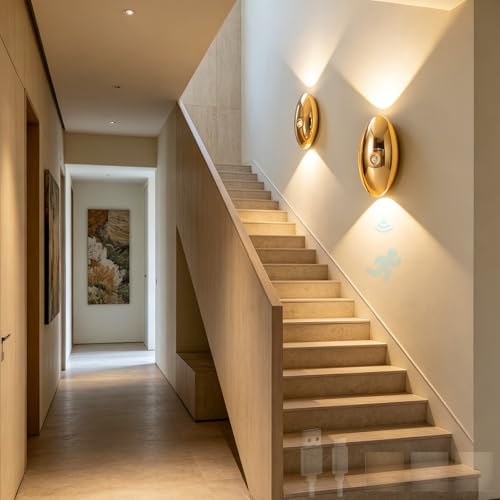 Aplique de pared LED con sensor de movimiento y batería recargable USB oro