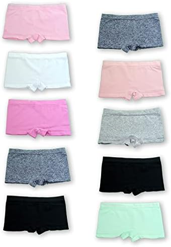 White Ivy Stretchable Boyshort Panties for Young Girls, Boyshort Underwear 10 Pack