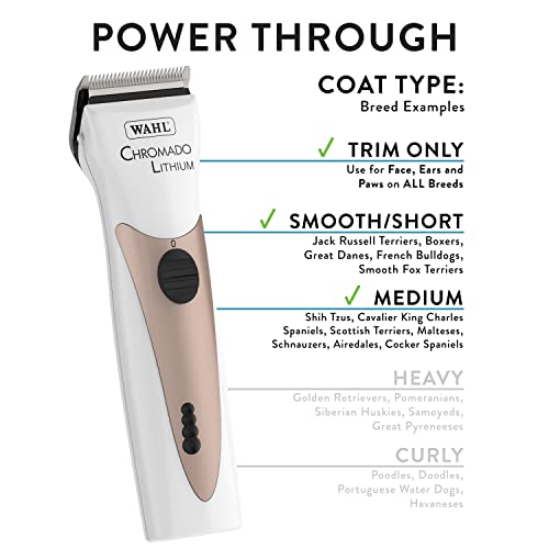 Wahl Professional Animal Chromado Lithium Pet, Dog, Cat, & Horse Corded/Cordless Clipper Kit, White & Rose Gold (41871-0435) #TOP4