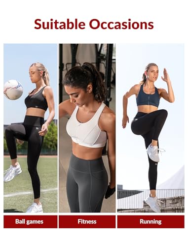 Yvette Damen Starker Halt Sport BH Vorderverschluss Ohne Bügel Ungepolstert Ringerrücken für Fitness Yoga Joggen - 5