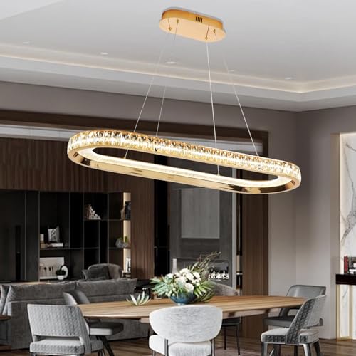 Lámpara de araña dorada LED moderna regulable 3000 K-6500 K, 66 W, iluminación lineal con control remoto para isla de cocina