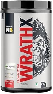 MuscleBlaze Pre Workout WrathX with Creapure Powder, Nitroblaze & BioPerine (Fruit Fury, 510g, 30 Servings)