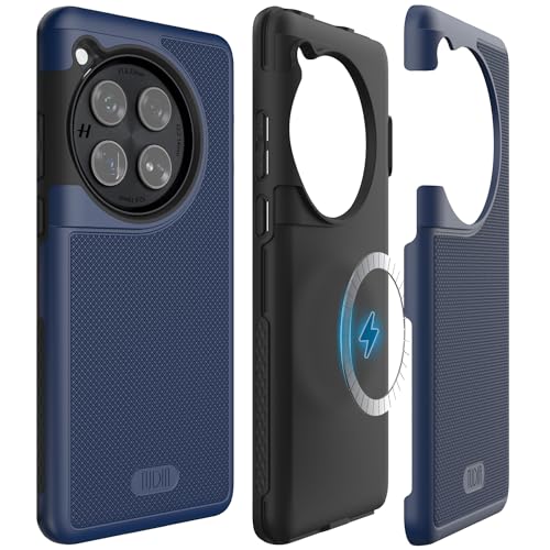 Image of TUDIA MergeGrip [Magsafe Compatible] for OnePlus 12 5G Back Cover - Military Grade Drop Tested Dual Layer Shockproof Anti-Slip Heavy Duty Protective Case- Indigo Blue