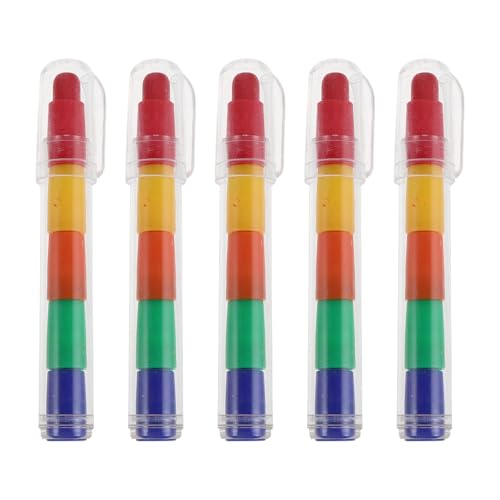 Crayones apilables de plástico que facilitan el agarre en niños, cuerpo grueso, 5 piezas