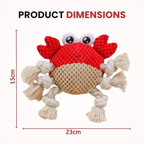 Foodie Puppies Dog Squeaky Plush Rope Toy - (Crustacean Plush Toy) | Non-Toxic, Stuffed, Teething, Chewing, Playful, Crinkle & Cuddly Toy | Intelligence Toys for Small Dogs and Puppies (Size: 14cm) (Image - 2)
