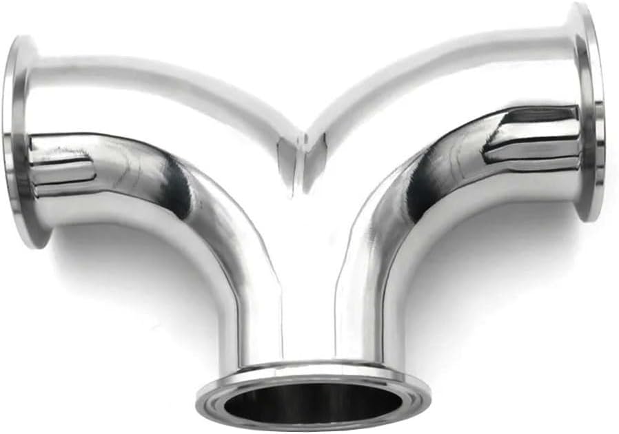 Stainless Steel Cast Pipe Fittings,1PCS Y Type 3 Way 1.5" 2" Clamp Double Elbow Tee, SS316 Stainless Steel Sanitary Pipe Fitting OD 38 51mm(2 Inch)