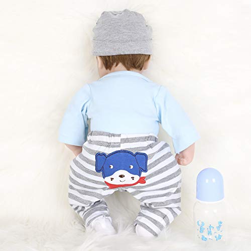 ENADOLL Reborn Baby Doll Realistic Silicone Vinyl Baby Blue Dog Boy 16 inch Weighted Soft Body Lifelike Doll Gift Set for Ages 3+ by ENADOLL - Image 9