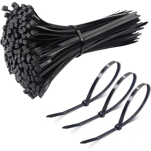 MOMENT 100 Pack Self Locking Cable Zip Ties Heavy Duty 30cm x 4.8mm 12 inch Long Heat Resistant Nylon Plastic Wire Tie Wraps Straps with 50 LBS Tensile Strength for Indoor and Outdoor Black