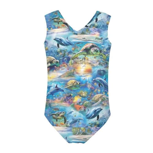 Image of Swimsuits for Girls 3-14 Summer Kids Bathing Suits Gymnastics Leotards One Piece Swimwear