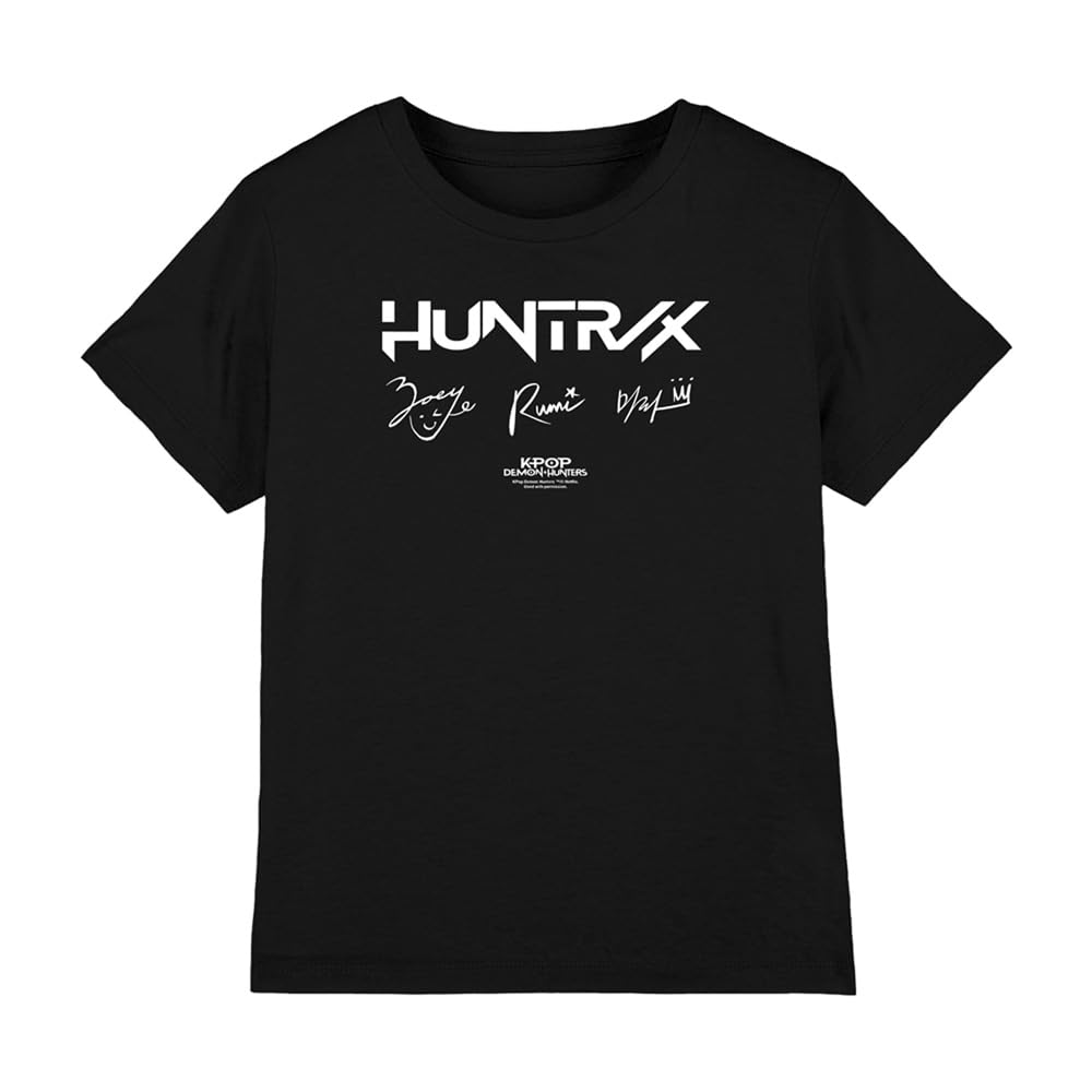 Kpop Demon Hunters Huntrix Signatures Kids T Shirt, Black, 12-13Y