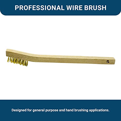 Image of Benchmark Abrasives 7-3 /4 inch Welding Toothbrush Wooden Handle for Cleaning, Removing Rust, Paint, Corrosion, Metal Parts, Multi-Purpose Wire Brush - 20 Pack (Brass)
