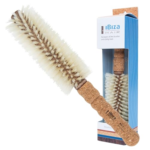 Ibiza Hair - Cepillo redondo - Madera Corcho Eco - B6 Natural - Profesional - Hecho a Mano - Extralargo