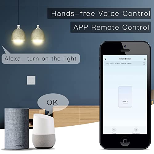 Moes Wifi Smart Light Switch, 2 Gang No Screw Panel Smart Life/Tuya App Wireless Remote Control Wall Switch Timer For Lights, Compatible With Alexa, Google Home, Neutral Wire Required, No Hub Required #TOP4