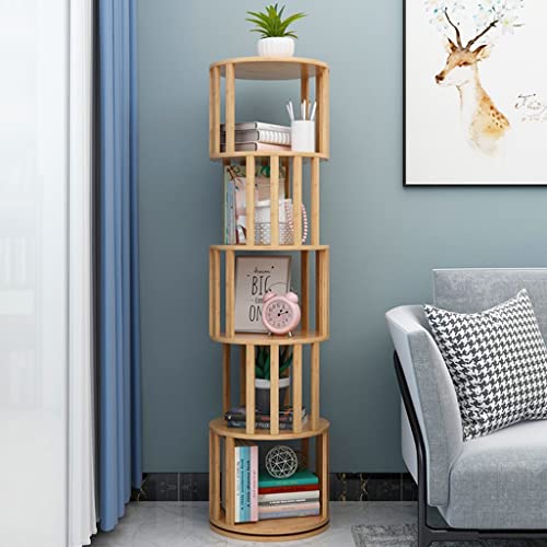 Waeyz Creative Round 360°Rotating Bookcase, Thickened Bamboo Material, Easy Assemble Student Bookshelf, Home Storage Rack #TOP4