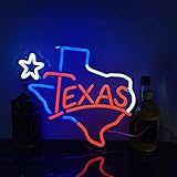 Texas Bar Neon Signs for Man Cave Wall Decor, Dimmable Lone Star Texas Map LED Neon Lights Gifts for Men, 3D Art Beer Pub Signs for Home Bar Club Bedroom Windows Party, 15x12.4 inch