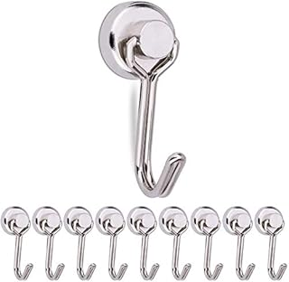 Heavy Duty Magnetic Hooks, 12lb Neodymium Swivel Magnetic Hangers Super Strong Rubber Scratch-Resistant Base for Fridge, Cruise, Microwave, Bathroom or Other Indoor/Outdoor Hanging (Dia16-Silver)