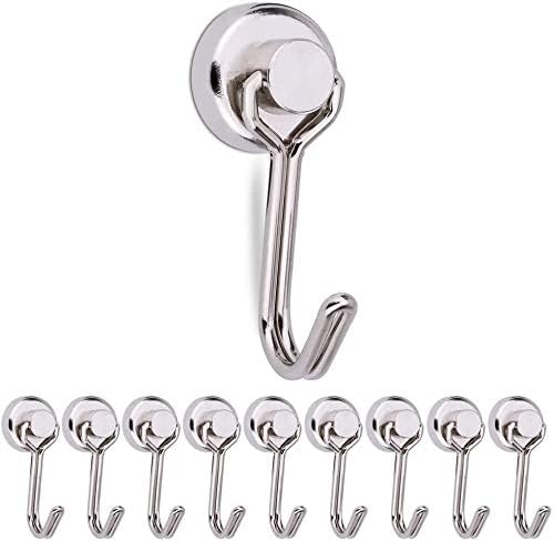 Heavy Duty Magnetic Hooks, 12lb Neodymium Swivel Magnetic Hangers Super Strong Rubber Scratch-Resistant Base for Fridge, Cruise, Microwave, Bathroom or Other Indoor/Outdoor Hanging (Dia16-Silver)