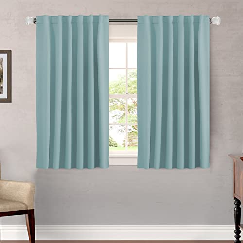 Image of H.VERSAILTEX Blackout Curtains Thermal Insulated Window Treatment Panels Room Darkening Blackout Drapes for Living Room Back Tab /Rod Pocket Bedroom Draperies (2 Panels, Mineral Blue, 52 x 45 Inch)