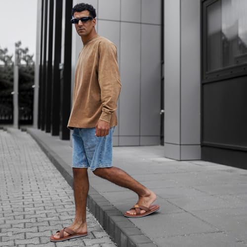 Harssidanzar Herren Cross Slide Sandalen Slip auf Bequeme Leichte Sommer Slipper Schuhe Für Innen und Outdoor Quick-Dry KM229EU,Sattel,Größe 43