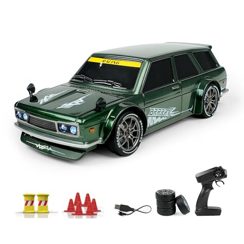 BRRRRT 1:24 RC Drift Car,20KM/H 4WD High Speed Remote Control Cars with LED Lights,Adjustable High Speed/Low Speed Ddrift Car,Extra Drifting Tires,Speed Racing Sport Toy Car for Boys and Girls Age 6+