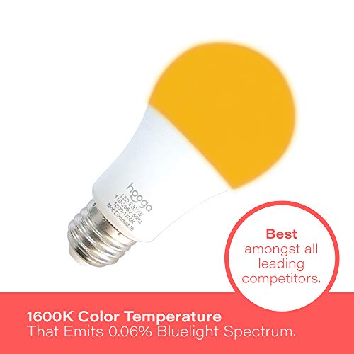 Hooga Sleep Light Bulb, Blue Light Blocking Amber Night Light. 1600K Sleep Aid Emits Only 0.06% Blue Light For Healthy Sleep. Baby Nursery Light. 7W Led, 45W Replacement 2-Pack #TOP2