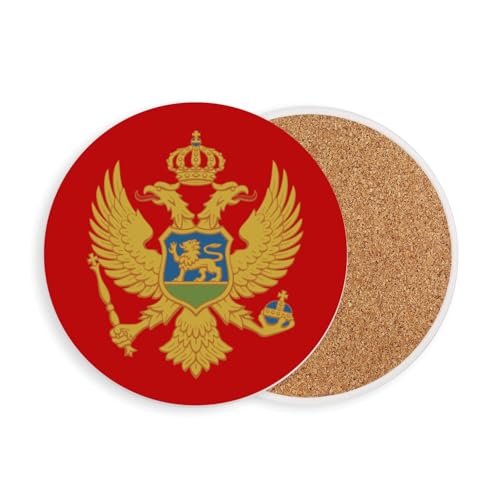 sous Verre Ronds en céramique - Drapeau Montenegro Football Sport Equipe Nationale - 1 unité (108 x 108 mm)