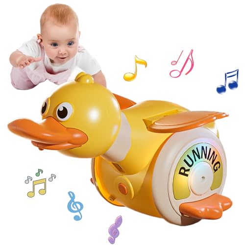 FEELGUY Crawling Duck Baby Toy Infant Sensory Runing Dancing Duck Tummy Time Toys 3 4 5 6 7 8 9 10 11 12 Babies Boy Girl 3-6 6-12 Learning Crawl Walking Toddler Gifts for 18 Months Old (Yellow)