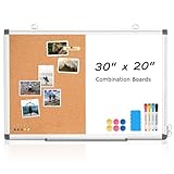 WALGLASS Combination Magnetic Whiteboard & Corkboard, 20'x30' Combo for School, Office & Home, Dry Erase Board...