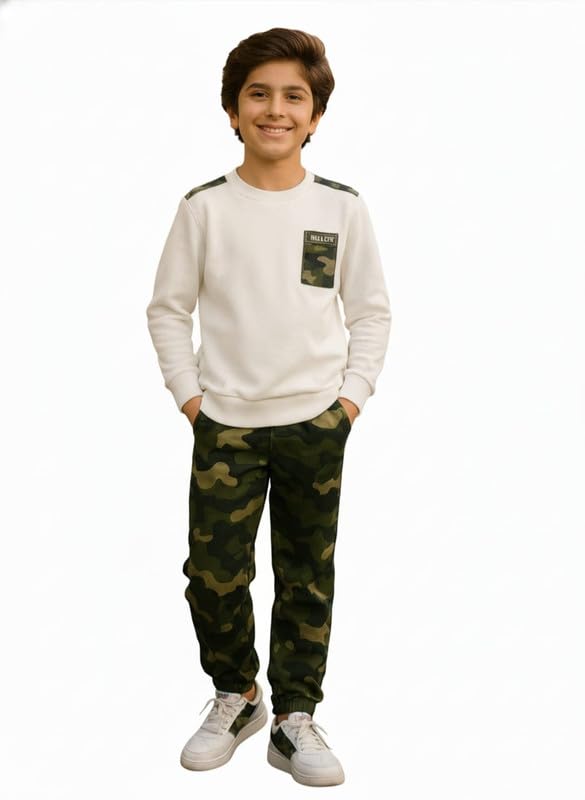 Kids Camouflage Outfit Set – Army Dress with T-Shirt & Pants-image-0