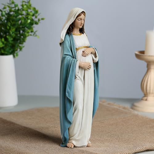 Estatua Virgen Embarazada 9.5 pulgadas Decoración Religiosa miniatura 6