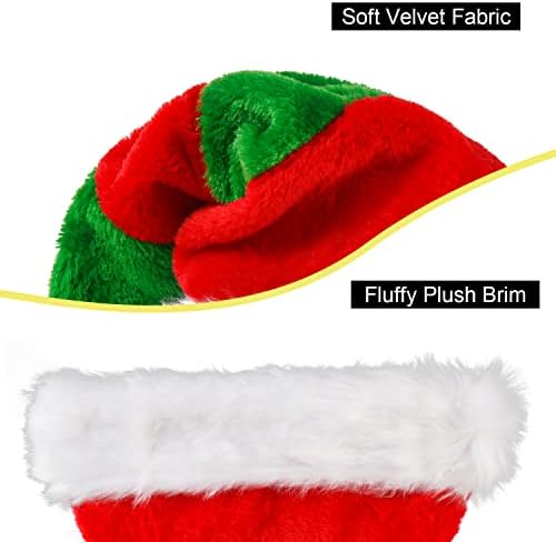 VEYLIN Father Christmas Hat, Black/Red Santa Hats for Children Adults Thickened Warm Christmas Party Hats (17.7 x 11.8 Inch)