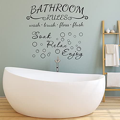 4 Pieces Bathroom Wall Decals Sticker Toilet Rules Soak Relax Enjoy Bathroom Rules Wash Your Hands Love Mom Wall Quote Saying Stickers Vinyl Wall Art Decor For Home Restroom (Black) #TOP2