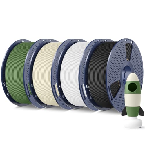 SUNLU 4KG PLA Matte Filament, Black+White+Bone White+Olive Green