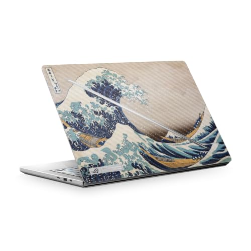 Carbon Fiber Laptop Skin Compatible with Asus ROG Zephyrus G14 (2025) - Great Wave of Kanagawa - Premium 3M Vinyl Protective Wrap Decal Cover - Easy to Apply | Crafted in the USA by MightySkins