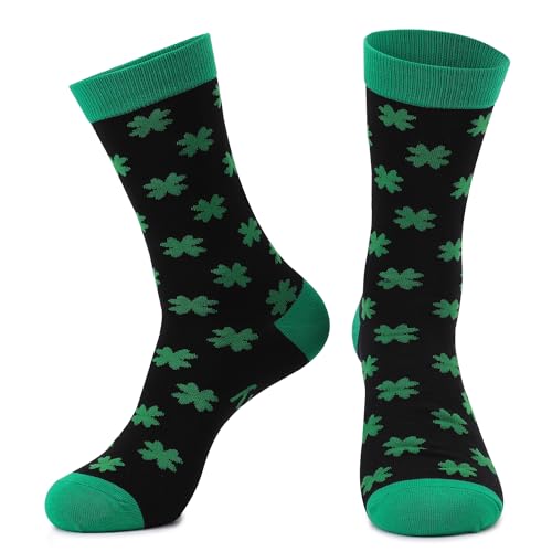 Ainuno Shamrock Socks for Men - Mens Cotton Quarter Socks for St Patricks Day2