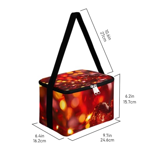 GzLeyigou Lunch Bags for Women Men 9 Cans,Red Love Hot & Cold Food Delivery Bag Insulated Grocery Bag Insulated Lunch Box Cooler Bag for Office Work Picnic Beach