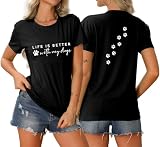 NIBAUQI Life Is Better With My Dogs Graphic T-Shirt For Women Dog Lover Top
