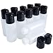 Kelkaa 1oz HDPE Durable Plastic Travel Size Bottles with Black Press Disc Top Cap Natural Clear Containers for Any Liquid Products, Multi Purpose Refillable Empty Bottles (Pack of 12)