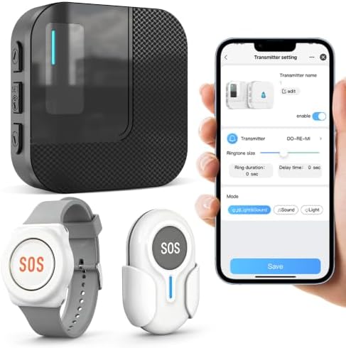 DAYTECH WiFi Notrufknopf für Senioren mit Tuya App, Hausnotruf-Set | Mit Empfänger, Notrufarmband und Ruftaste für ältere Menschen, Patienten, Menschen mit Behinderung und Kinder