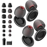 耳栓 睡眠用 2ペア【睡眠の専門家が推奨】遮音 快眠 安眠グッズ 騒音対策 リラックス 40dB ノイズ低減 聴覚プロテクション いびき遮断 飛行機 勉強 旅行 ライブ 仕事用 シリコン製 水洗い可能 男女兼用 収納ケース付き (イヤーキャップ x 7セット) (black, ミディアム)