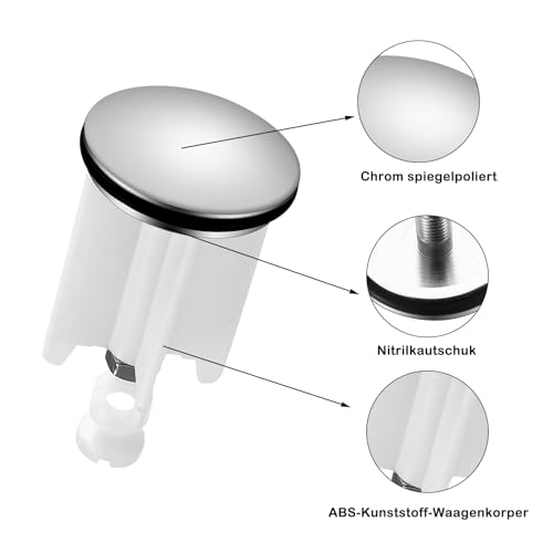 Frogetu 1 Stücke Abflussstopfen,Universal Waschbeckenstöpsel 40mm Abfluss-Stöpsel aus Messing mit Gummi,Stöpsel Waschbecken,für Waschbecken im Bad und Bidets Höhenverstellbar