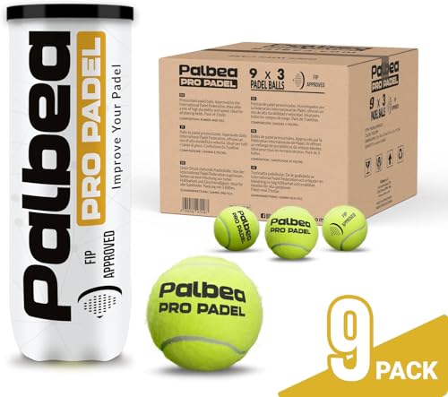 Image of Palbea PRO Padel Balls. 6 /12 /24 Tubes of 3 Padel Tennis Balls FIP Approved. Paddle Balls Made of HV Felt for Training and Tournament. Suitable for Any Surface or Sites.